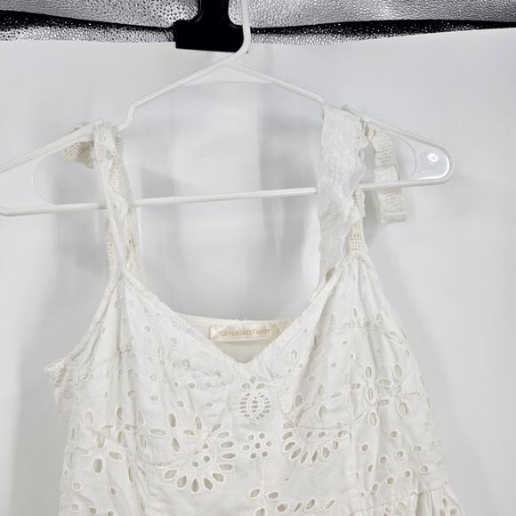 LoveShackFancy Antonella Dress White Embroidered Eyelet Ruffe Tiered Midi Size S - Picture 6 of 11